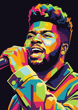 Khalid Singing in Vibrant Pop Art Style