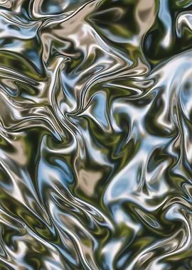 Emerald Liquid Chrome Abstract Wall Art