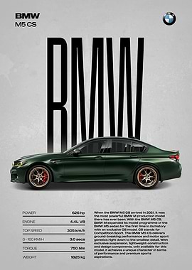 BMW M5 CS Car Poster