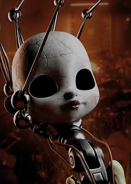 Creepy Doll Robot Head