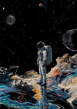 Astronaut on a Colorful Alien Planet