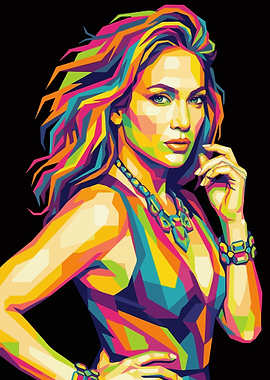 Colorful Pop Art Portrait of Jennifer Lopez
