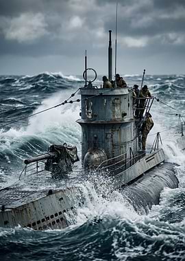 Submarine in rough seas