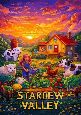 Stardew Valley Farm Sunset