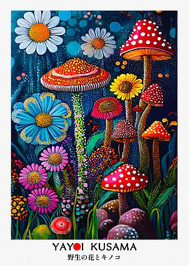 Yayoi Kusama Wild Flowers and Mushrooms