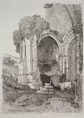 Ruined Abbey with Cattle