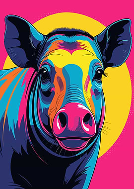 Colorful Cow Portrait
