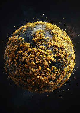 Planet Covered in Yellow Flowers
