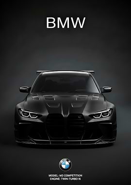 black sport BMW M3 Competition Poster
