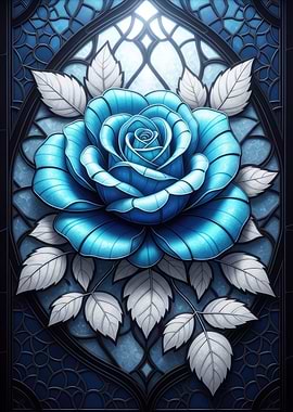 Blue Rose Stained Glass