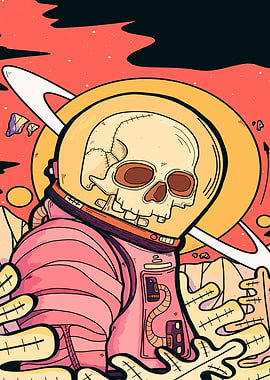 Astronaut Skull in Space