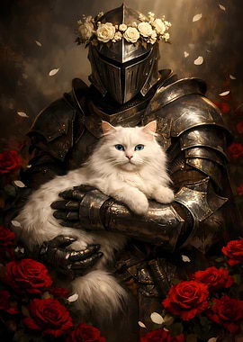 Knight Holding a White Cat