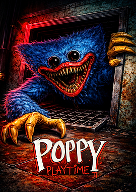 Poppy Playtime Huggy Wuggy Horror Poster
