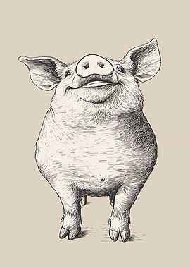 Happy Pig Illustration