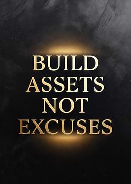 Build Assets Not Excuses Motivational Text