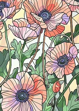 Stained Glass Poppies