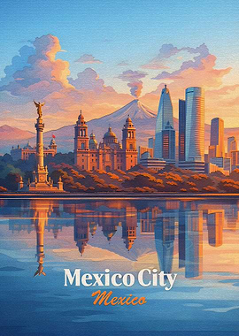 Mexico City Skyline at Sunset