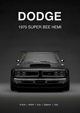 black old 1970 Dodge Super Bee Hemi