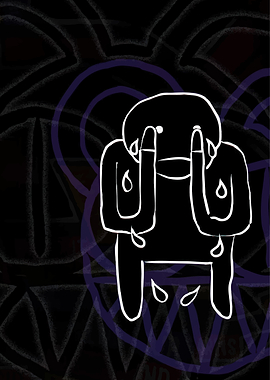 Crying Figure with Abstract Background