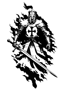 Knight with Sword and Flames