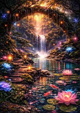 Waterfall Garden with Koi Pond