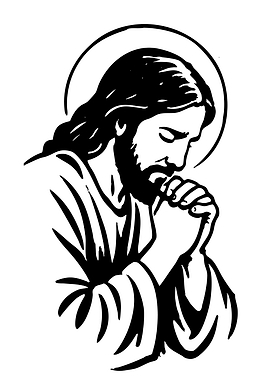 Jesus praying with halo