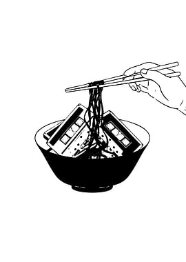 Cassette Tapes in Ramen Bowl