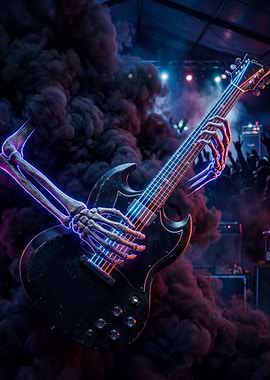 Skeleton Playing Electric Guitar