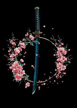 Samurai Sword with Cherry Blossoms