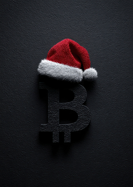 Bitcoin with Santa Hat