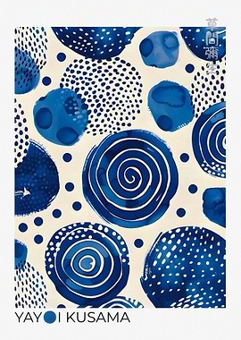 Yayoi Kusama Blue Circles Art
