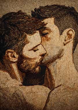 Mosaic Men Kissing Portrait Art