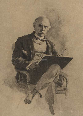 Man sketching in a chair