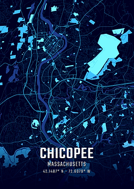 Chicopee Massachusetts Midnight City Map