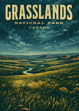 Grasslands National Park Canada Vintage Poster