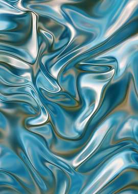 Blue Liquid Chrome Abstract Wall Art