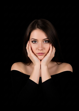 Woman with hands on face