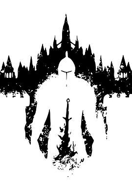 Knight Silhouette with Castle Background