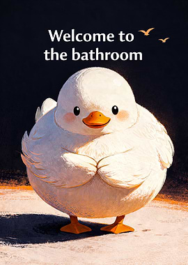 Cute Duck Welcome to the Bathroom