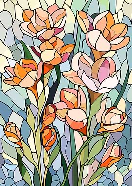 Stained Glass Floral Art