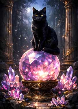 Black Cat on Crystal Ball