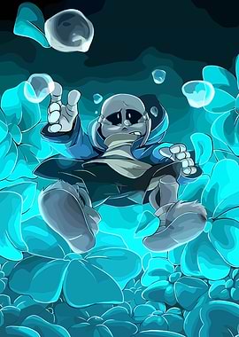 Sans Underwater Surrounded by Flowers