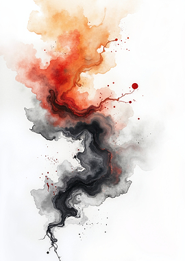 Abstract Watercolor Smoke and Fire