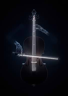 Skeleton Hands Playing Cello