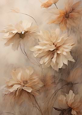 Soft Beige Floral Painting