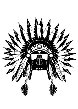 Native American Headdress Skull
