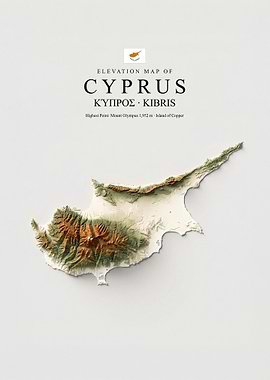Elevation Map of Cyprus
