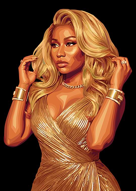 Nicki Minaj in a Gold Dress