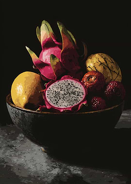 Exotic Fruit Bowl Still Life