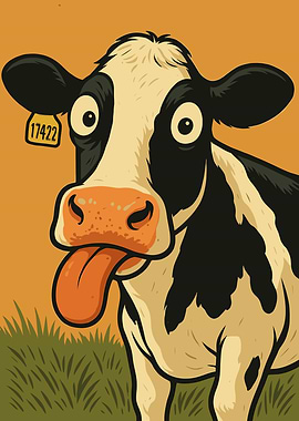 Funny Cow with Tongue Out